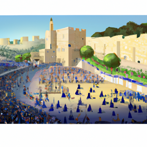 3. תמונה המתארת אירוע חוצות בירושלים, כשברקע היופי הטבעי של העיר.