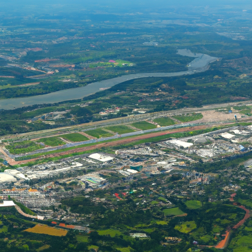 מבט אווירי של שדה תעופה מרכזי בתאילנד